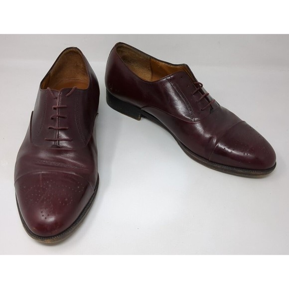 Salvatore Ferragamo Brogue Wingtip Oxford Burgundy Leather Lace Up Shoes 8.5 EE‎ main image 10